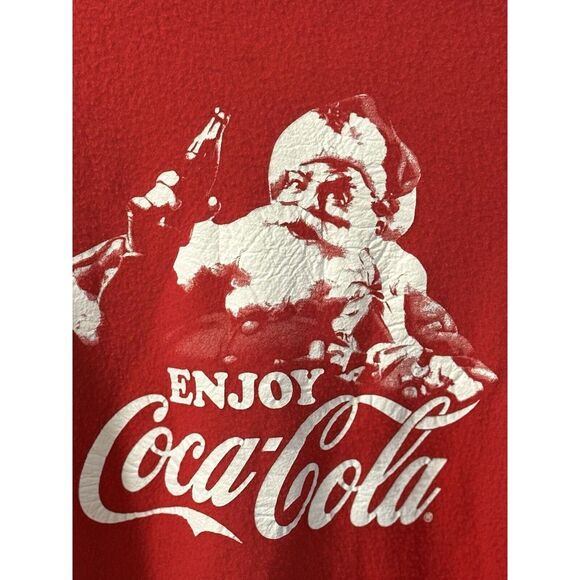 Coca Cola‎ Classic Santa Claus Christmas Retro Fuzzy Fleece Pullover Size XS - Picture 2 of 5